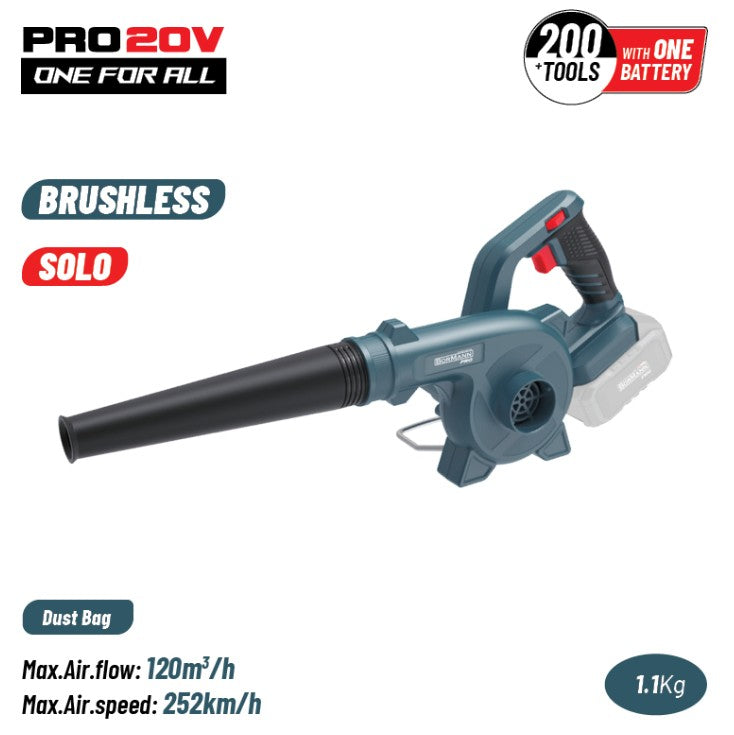 BORMANN Pro BBP5365 Soffiatore-aspiratore a batteria 20V, Li-Ion, Velocità dell'aria 252 km/h, SOLO