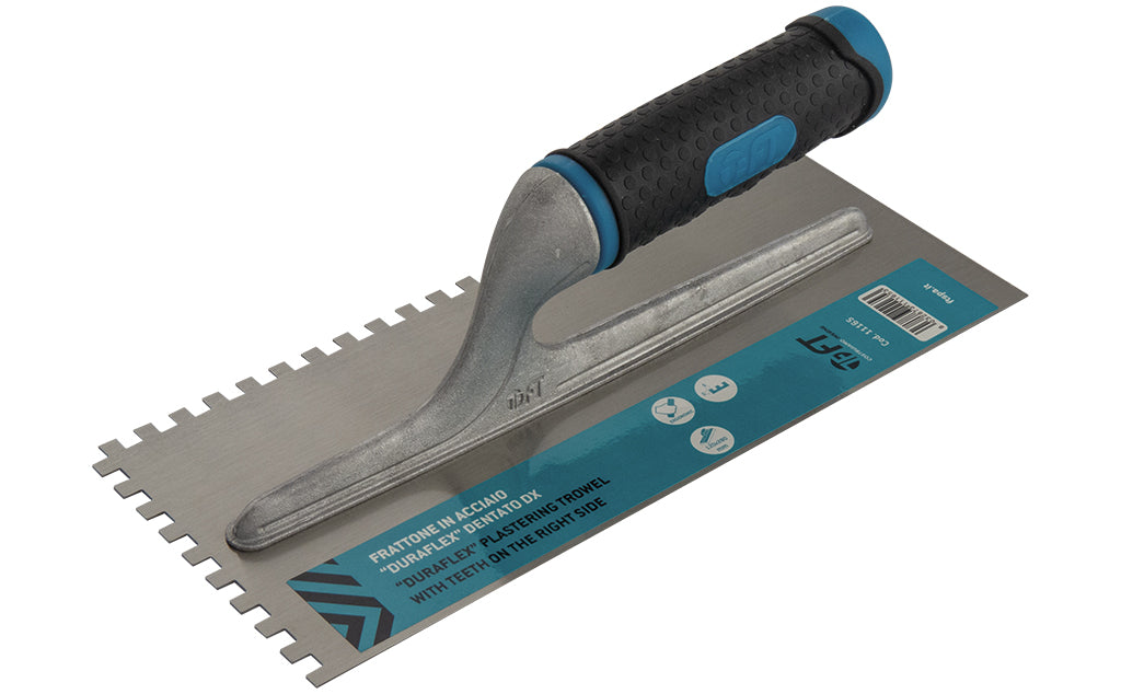 FRATTAZZO ACCIAIO DURAFLEX 120X280MM GRECA 10X10 MM DX