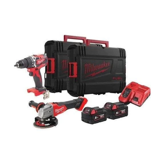 Milwaukee kit  M18 FPP2BG-502X  -  CBLPD + FSAG - 2 x 5.0 AH

Trapano/avvitatore con percussione art.M18 CBLPD + smerigliatrice angolare