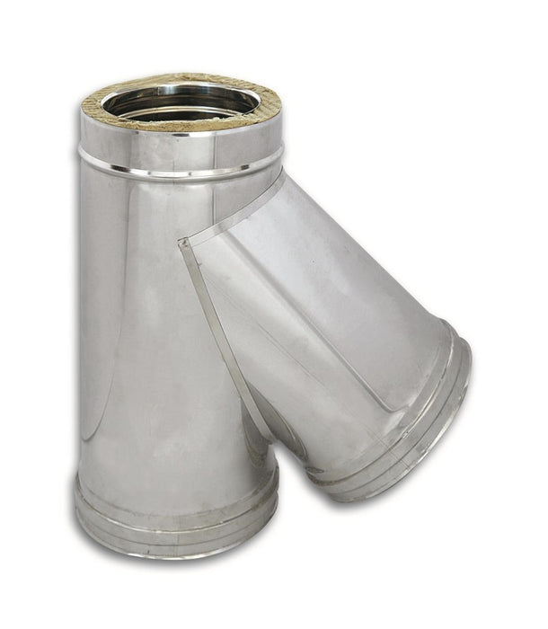 RACCORDO CANNA FUMARIA BRAGA Y 135° 200I/250E AISI 316/304 - COIBENTATA
